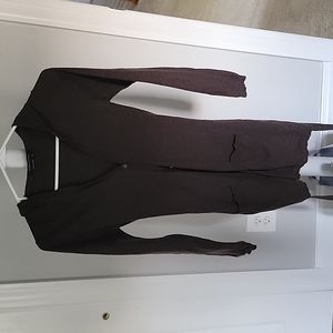 BCBG Brown Button Down Hooded Sweater with Removable Belt Size Small